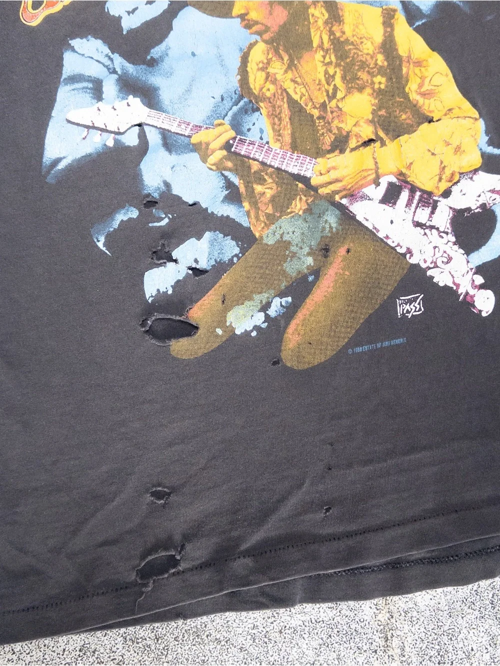 Vtg 80s Jimi Hendrix Backstage Pass T-Shirt, Single Stitch, Sz S, Thrashed - Picture 13 of 14